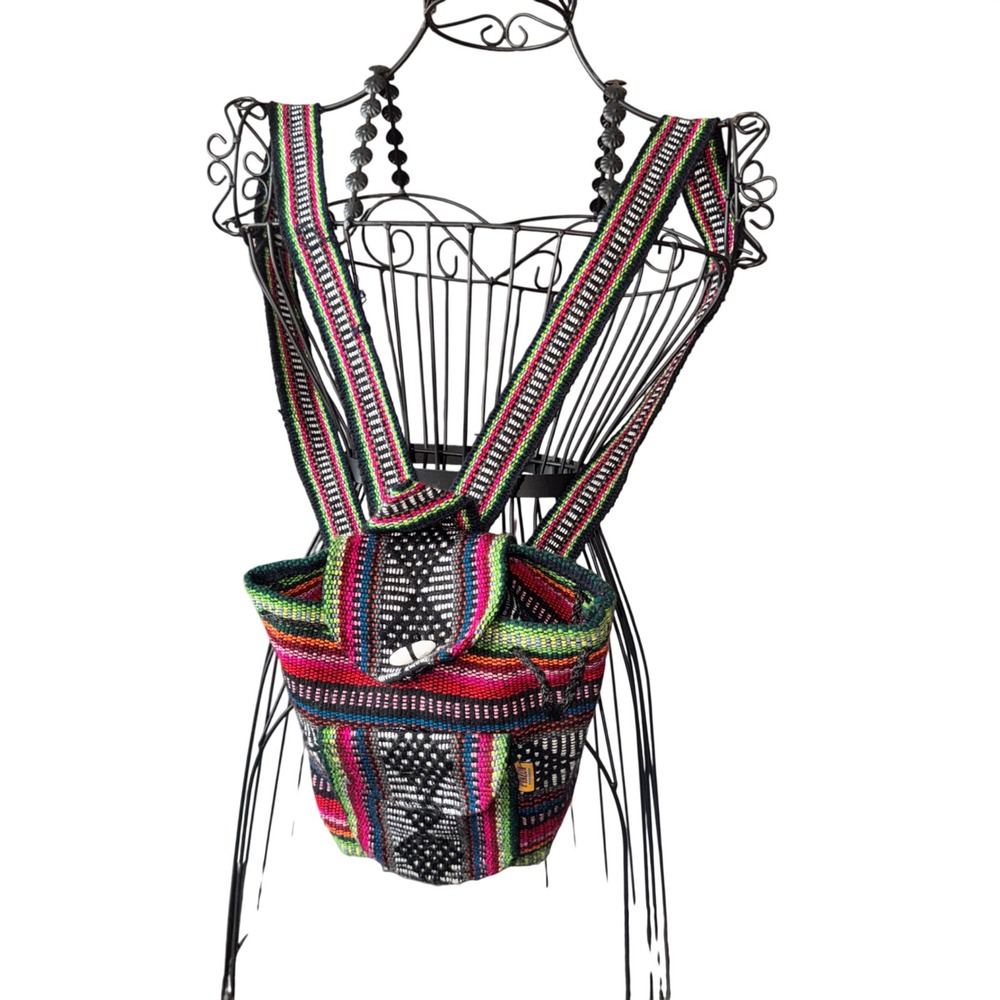 Pinzon Baja Woven Mini Backpack Multicolor Striped Small Festival Bag OS - Picture 8 of 8